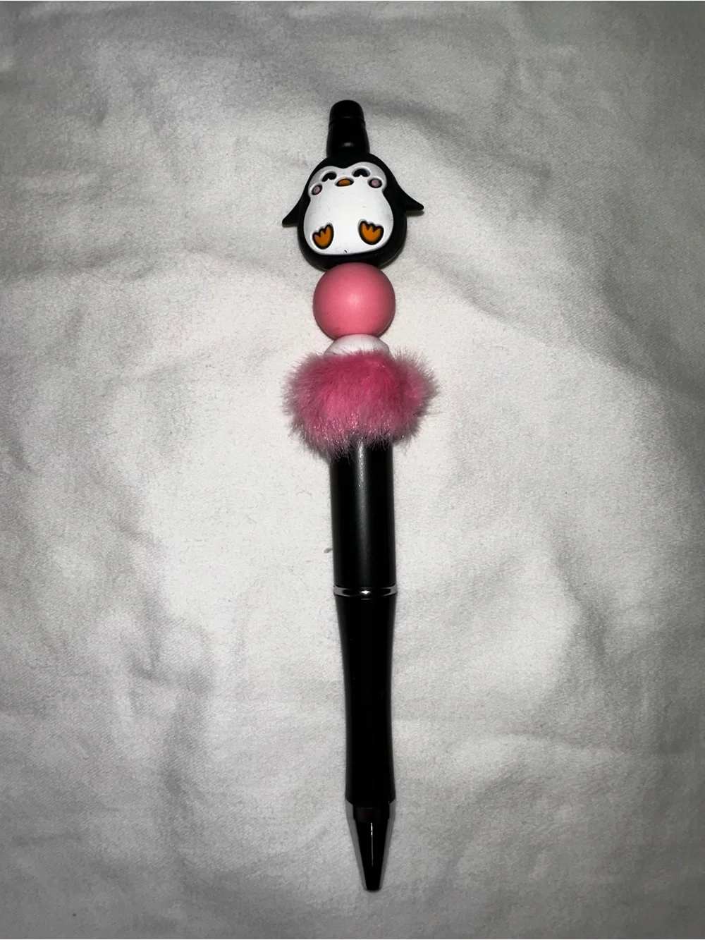 Cute Penguin Top Pink Pom-Pom Black Custom Made Pen